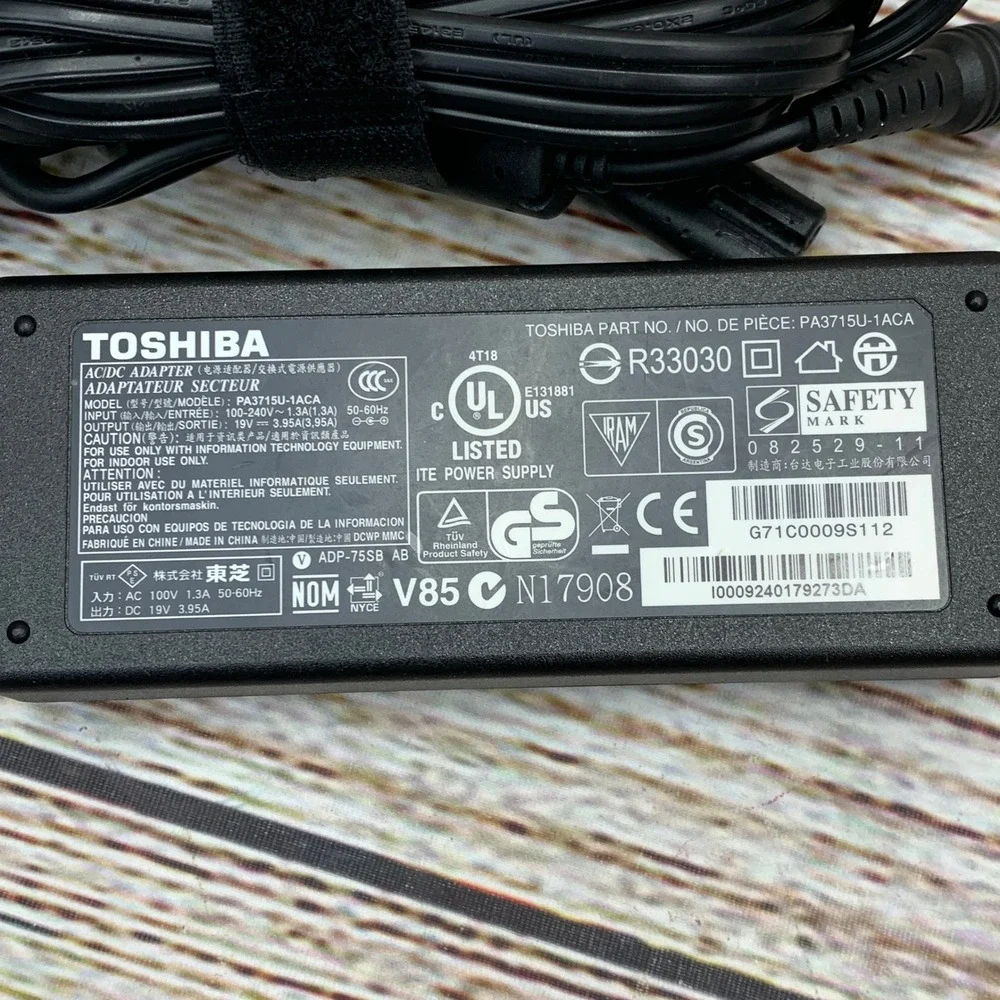 Toshiba AC DC Adapter Power Supply PA3715U‎ 1ACA 19V 3.95A 75W Laptop Charger